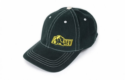 AEV Logo Flex Fit Contrast Stitch Cap — Washed Black (S/M)
