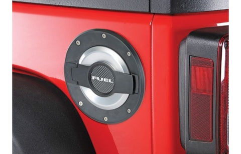 JEEP JK FUEL DOOR-BLACK/SILVER