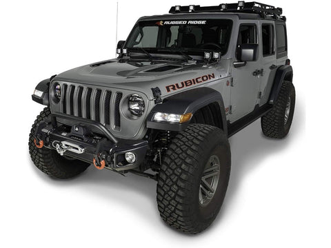 Rugged Ridge Front Recovery Bumper, Arcus, w/ Winch Tray & Tow Hooks and overrider, JL wrangler (11549.05)